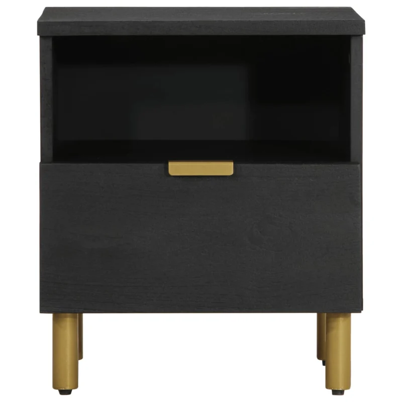 Table de chevet avec porte et compartiment ouvert 40 x 33 x 46 cm bois d'ingénierie noir DEC034409