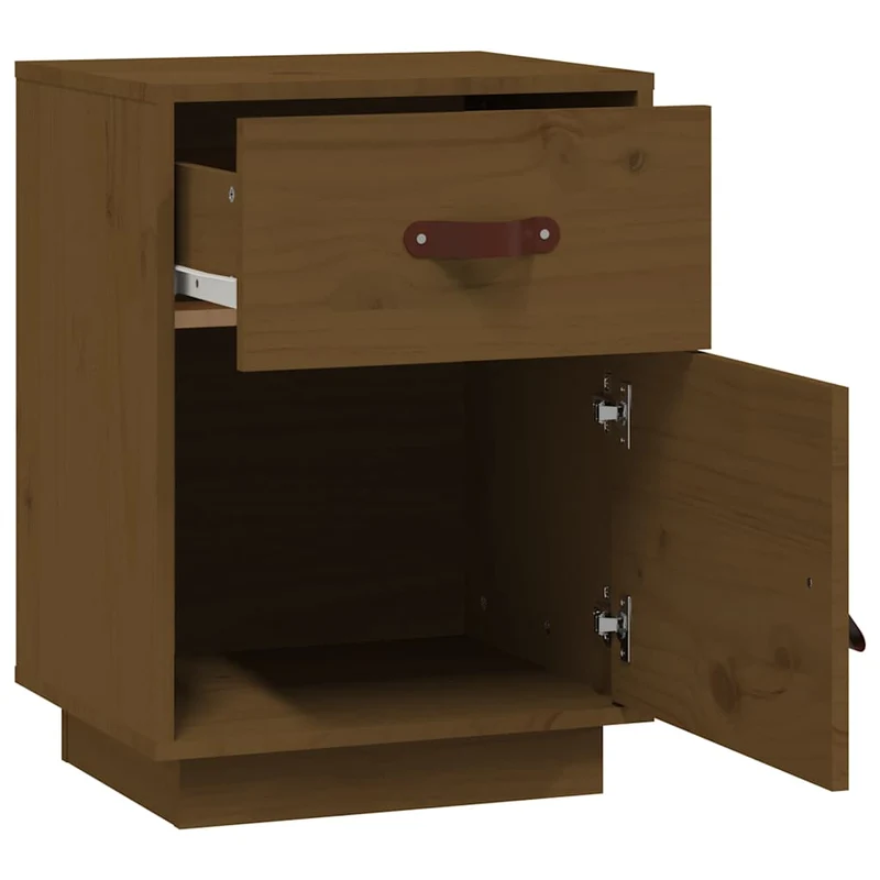 Table de chevet avec tiroir et compartiment avec porte 40 x 34 x 55 cm bois de pin marron DEC034134