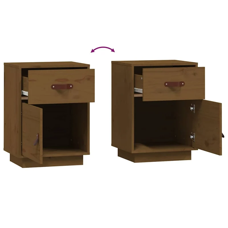 Table de chevet avec tiroir et compartiment avec porte 40 x 34 x 55 cm bois de pin marron DEC034134