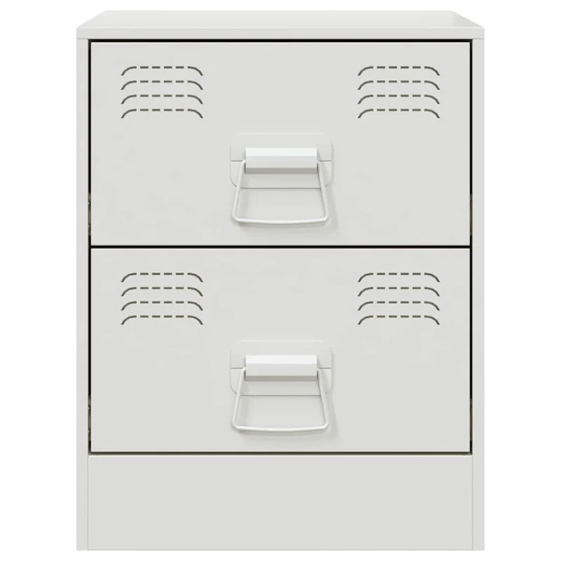 Table de chevet avec 2 tiroirs 34,5 x 39 x 44 cm acier blanc DEC033291