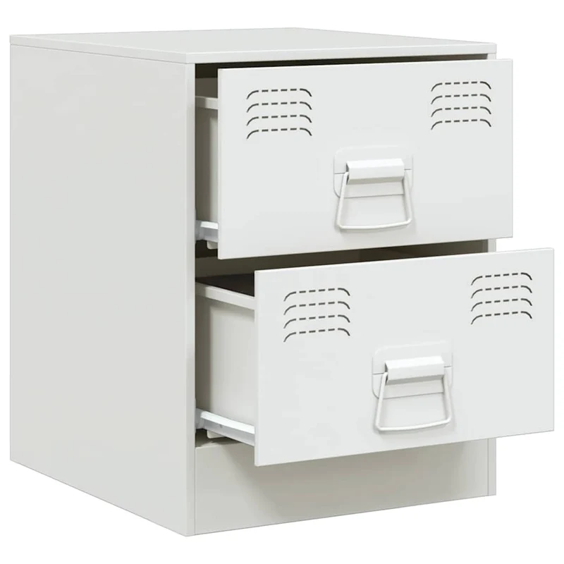 Table de chevet avec 2 tiroirs 34,5 x 39 x 44 cm acier blanc DEC033291