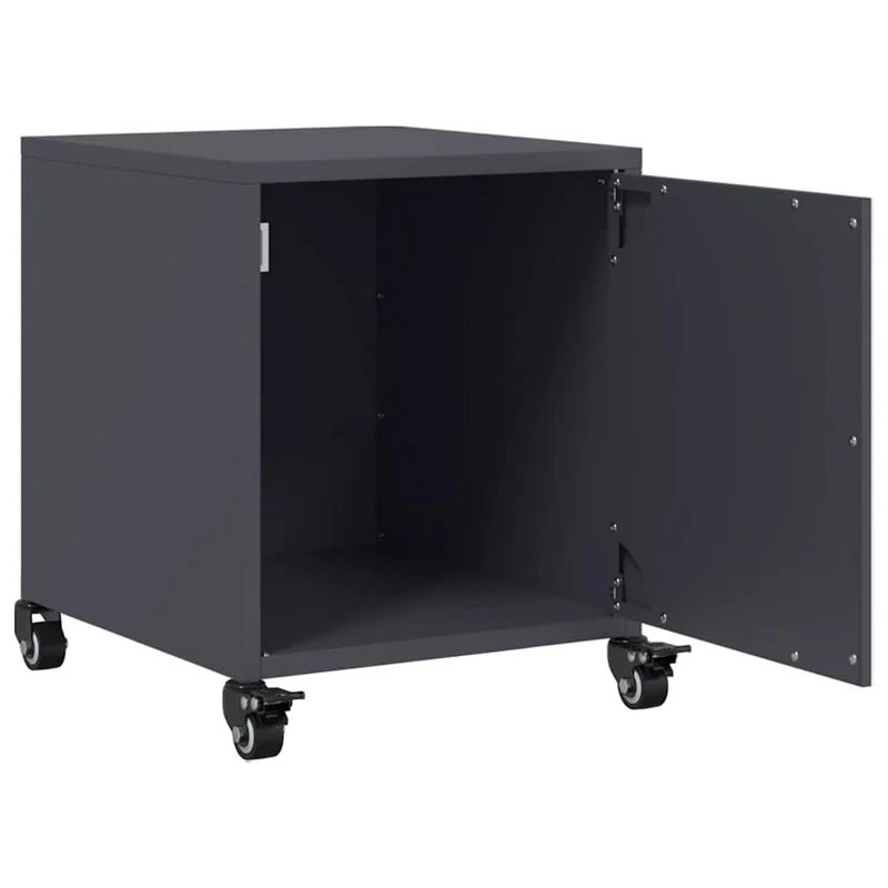 Table de chevet sur roulettes avec compartiment avec porte 36 x 39 x 43,5 cm acier anthracite DEC033094
