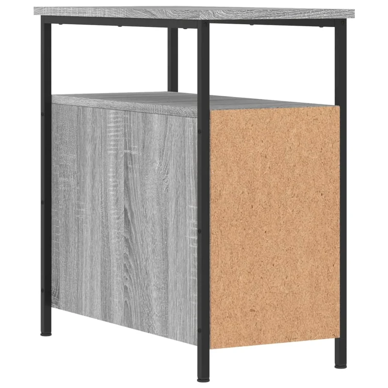 Table de chevet avec deux tiroirs et compartiment ouvert 30 x 60 x 60 cm bois d'ingénierie gris DEC034583