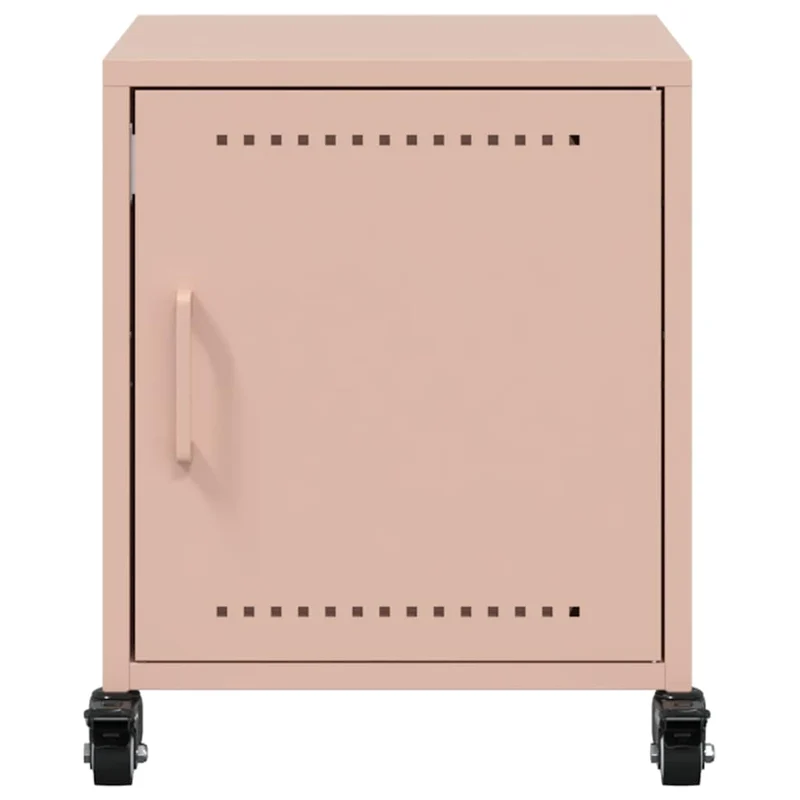 Table de chevet avec compartiment avec porte 36 x 38,5 x 43,5 cm acier rose DEC034555