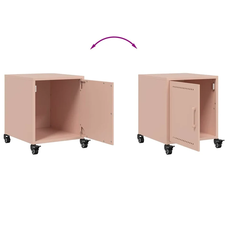 Table de chevet avec compartiment avec porte 36 x 38,5 x 43,5 cm acier rose DEC034555