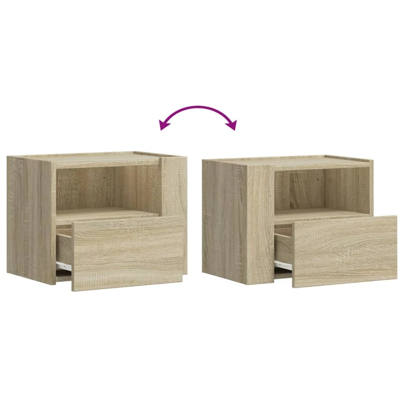 Table de chevet murale avec tiroirs 45 x 30 x 35 cm bois d'ingénierie couleur chêne DEC034288