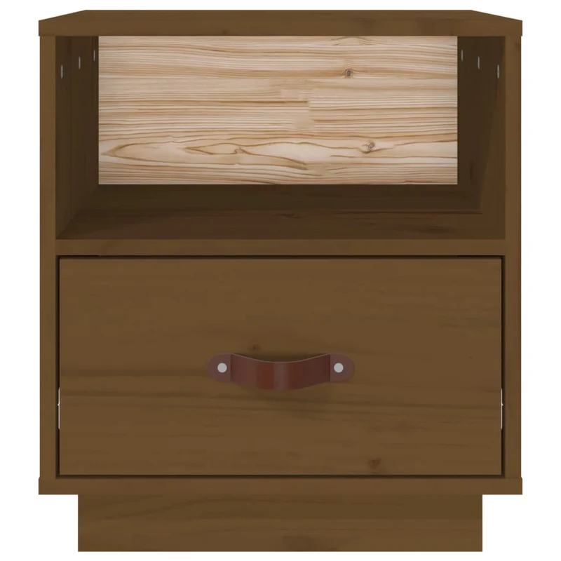 Table de chevet compartiment ouvert et tiroir 40 x 34 x 45 cm bois de pin massif marron DEC034131