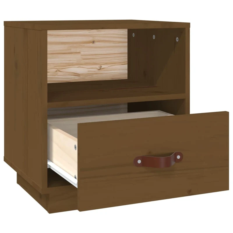 Table de chevet compartiment ouvert et tiroir 40 x 34 x 45 cm bois de pin massif marron DEC034131