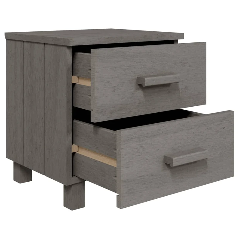 Table de chevet avec deux tiroirs 40 x 35 x 44,5 cm bois pin gris DEC034073