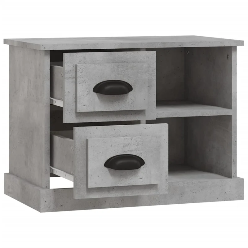 Table de chevet avec tiroirs et compartiments 60 x 35,5 x 45 cm bois d'ingénierie gris DEC034055