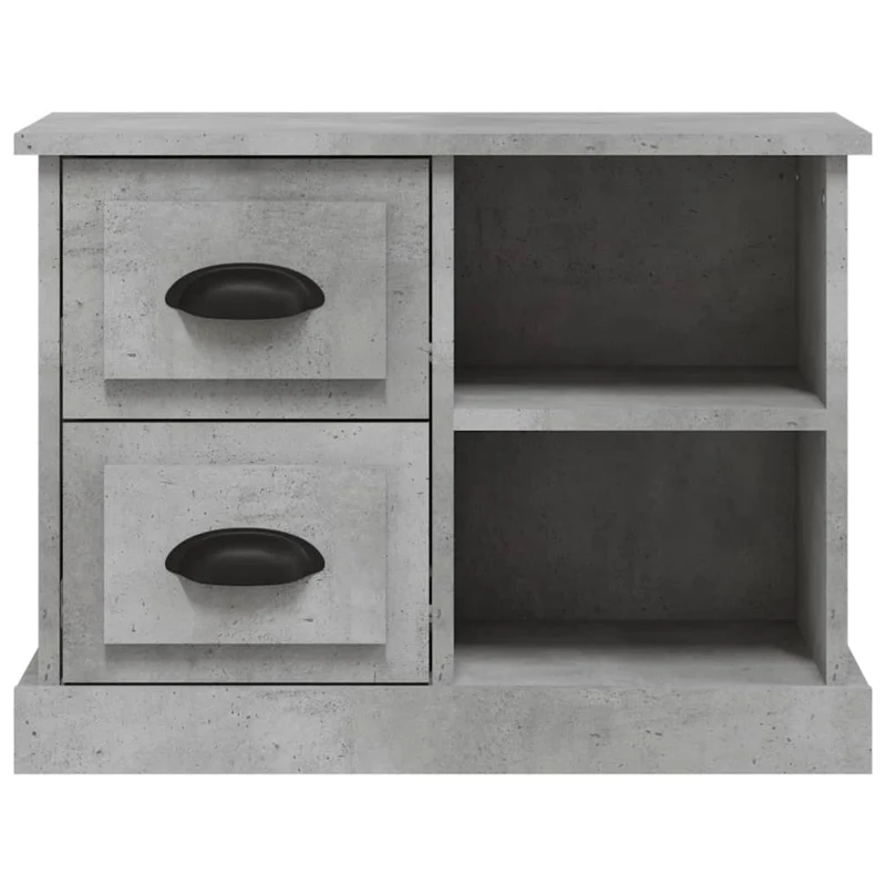 Table de chevet avec tiroirs et compartiments 60 x 35,5 x 45 cm bois d'ingénierie gris DEC034055