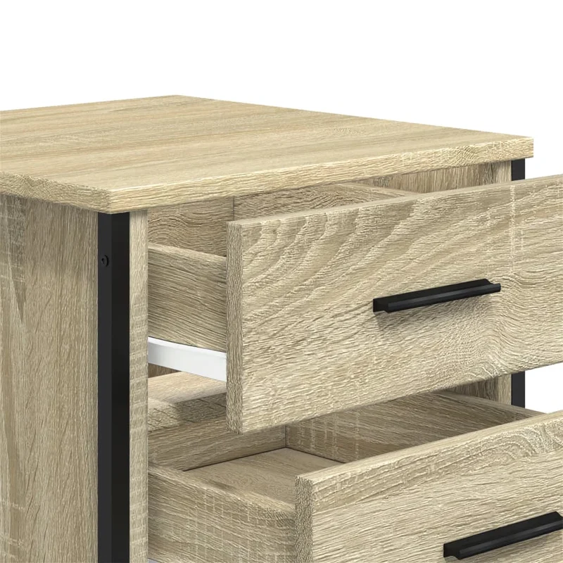 Table de chevet avec tiroirs 40 x 41 x 40 cm bois d'ingénierie couleur chêne et métal DEC033866