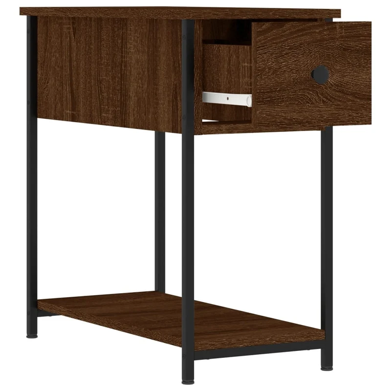 Table de chevet avec tiroir 30 x 60 x 60 cm bois d'ingénierie marron et fer DEC033679