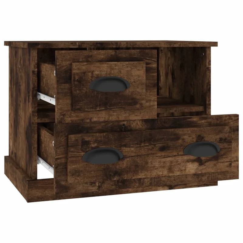 Table de chevet avec compartiment et 2 tiroirs 60 x 39 x 45 cm bois d'ingénierie marron DEC033671