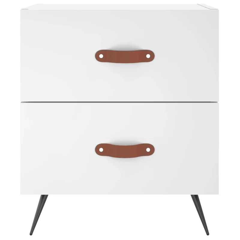 Table de chevet avec deux tiroirs 40 x 35 x 47,5 cm bois d’ingénierie blanc DEC033353