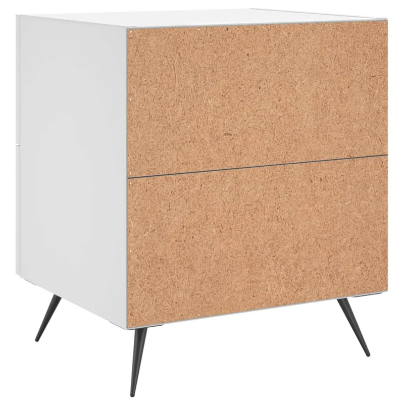 Table de chevet avec deux tiroirs 40 x 35 x 47,5 cm bois d’ingénierie blanc DEC033353