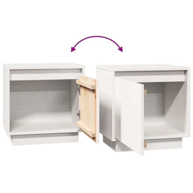 Table de chevet avec compartiment avec porte 40 x 30 x 40 cm bois de pin blanc DEC033336