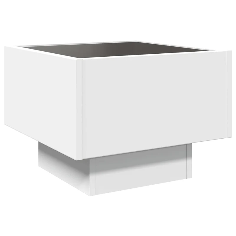Table de chevet avec miroir à LED 40 x 40 x 30 cm bois d'ingénierie blanc verre DEC033125
