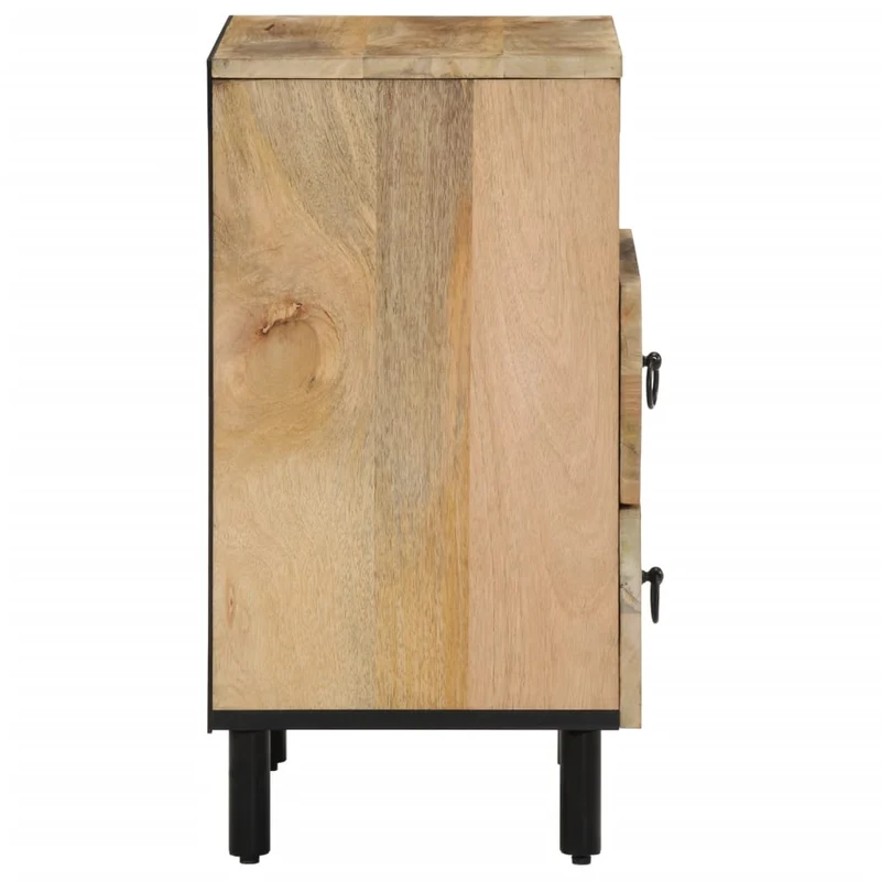 Table de chevet avec 2 tiroirs et 1 compartiment 50 x 33 x 60 cm bois de manguier et fer DEC033042