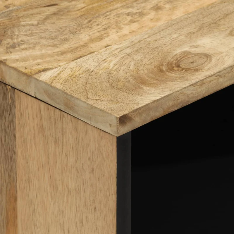 Table de chevet avec 2 tiroirs et 1 compartiment 50 x 33 x 60 cm bois de manguier et fer DEC033042