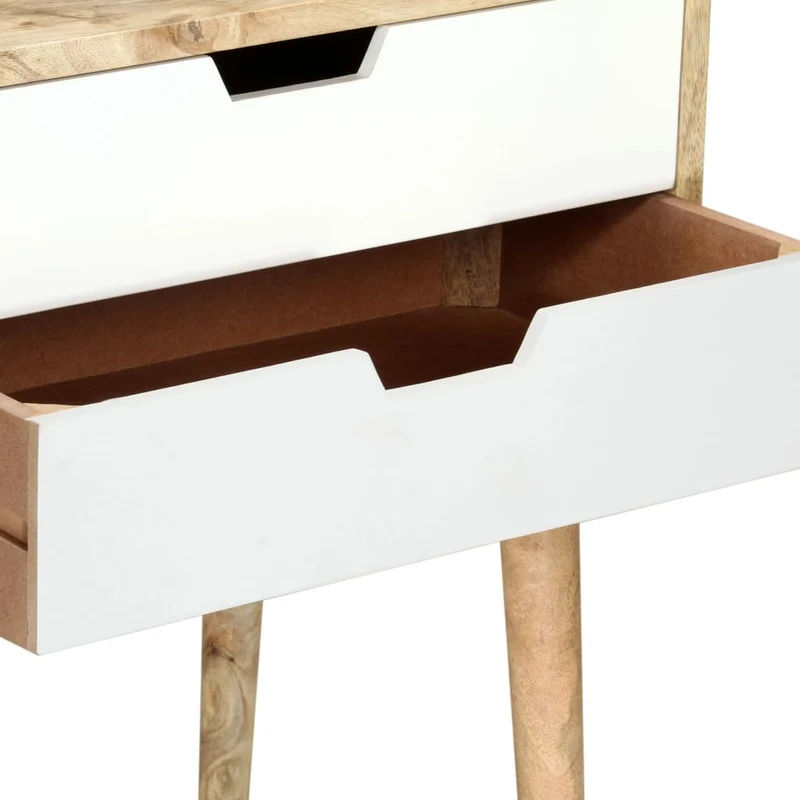 Table de chevet avec deux tiroirs 47 x 35 x 59 cm bois de manguier massif multicolore DEC033025