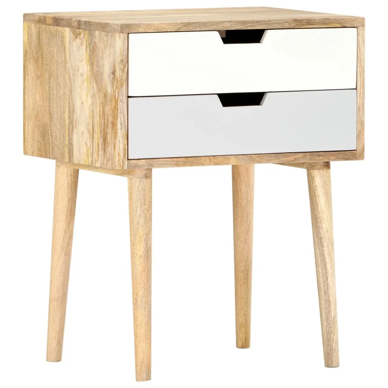 Table de chevet avec deux tiroirs 47 x 35 x 59 cm bois de manguier massif multicolore DEC033025
