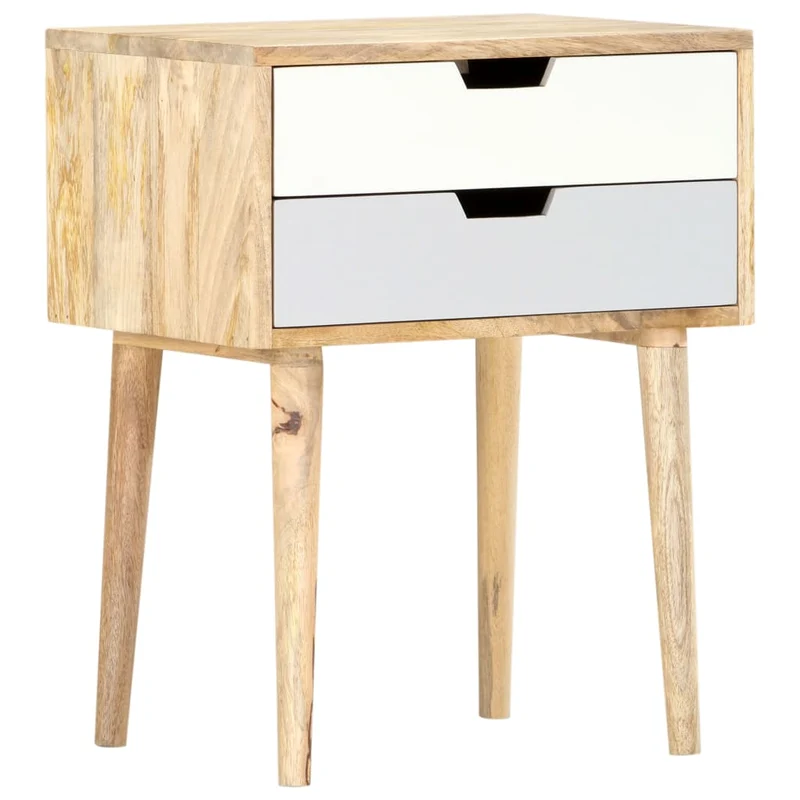 Table de chevet avec deux tiroirs 47 x 35 x 59 cm bois de manguier massif multicolore DEC033025