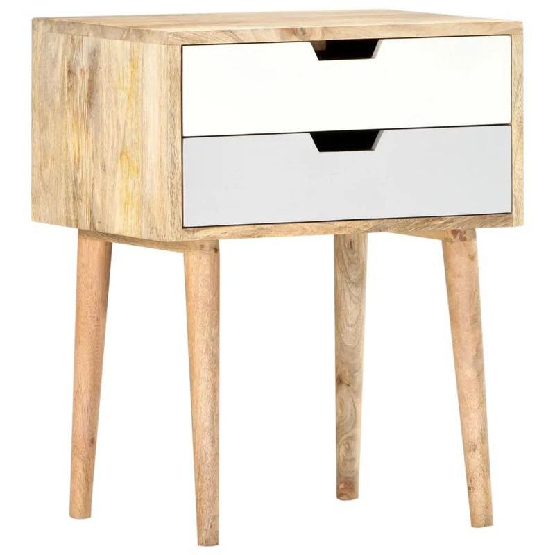 Table de chevet avec deux tiroirs 47 x 35 x 59 cm bois de manguier massif multicolore DEC033025