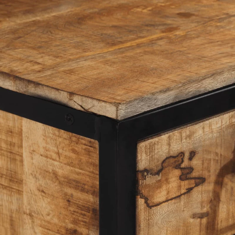 Table de chevet avec tiroir et compartiment ouvert 40 x 35 x 40 cm bois de manguier et fer DEC032997