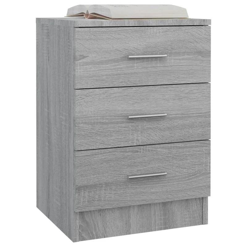 Table de chevet avec 3 tiroirs 38 x 35 x 56 cm bois d'ingénierie gris DEC034593