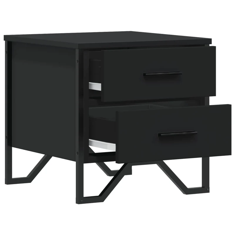 Table de chevet avec deux tiroirs 40 x 41 x 40 cm bois d’ingénierie noir DEC034476