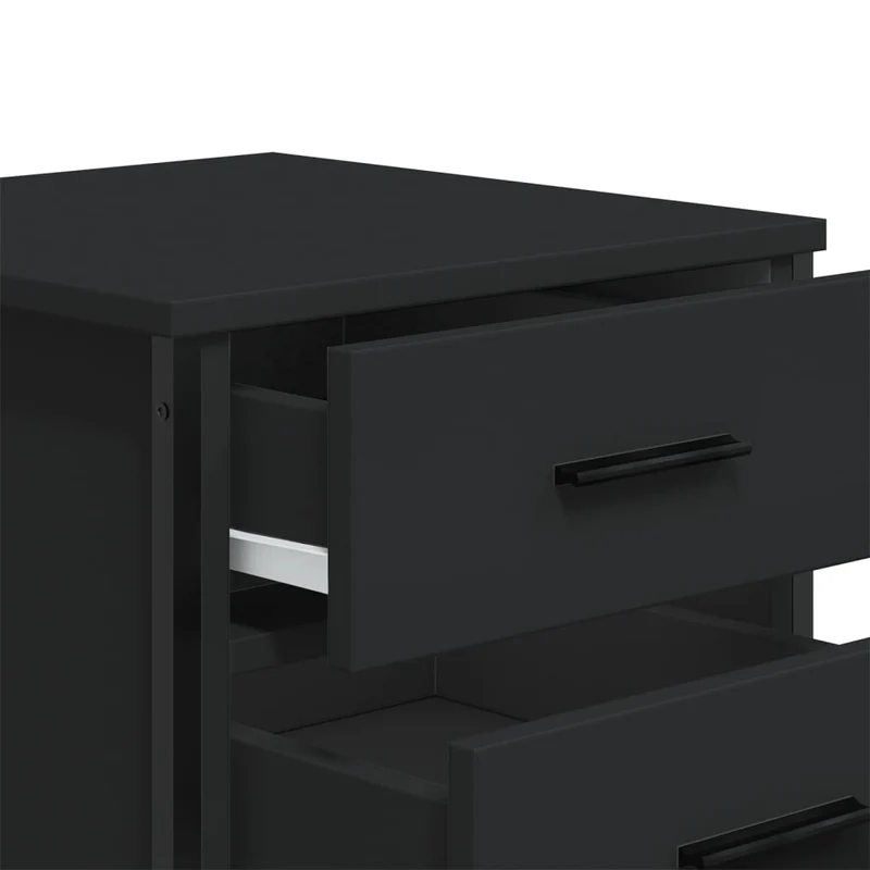 Table de chevet avec deux tiroirs 40 x 41 x 40 cm bois d’ingénierie noir DEC034476