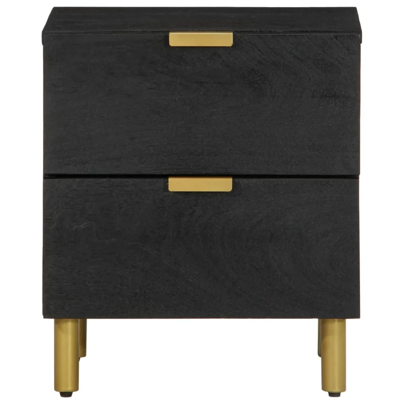 Table de chevet avec 2 tiroirs 40 x 33 x 46 cm bois de manguier noir DEC034414