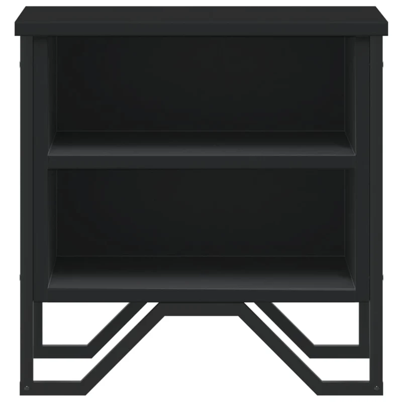 Table de chevet avec compartiments ouverts 40 x 30 x 40 cm bois d'ingénierie noir et métal DEC034385