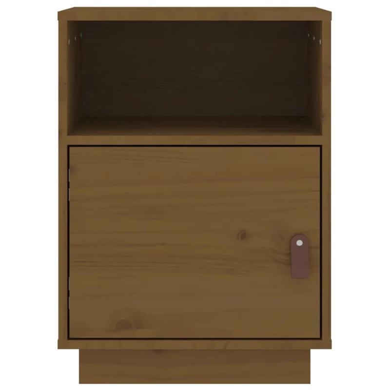 Table de chevet avec compartiment avec porte et ouvert 40 x 34 x 55 cm bois de pin marron miel DEC034133