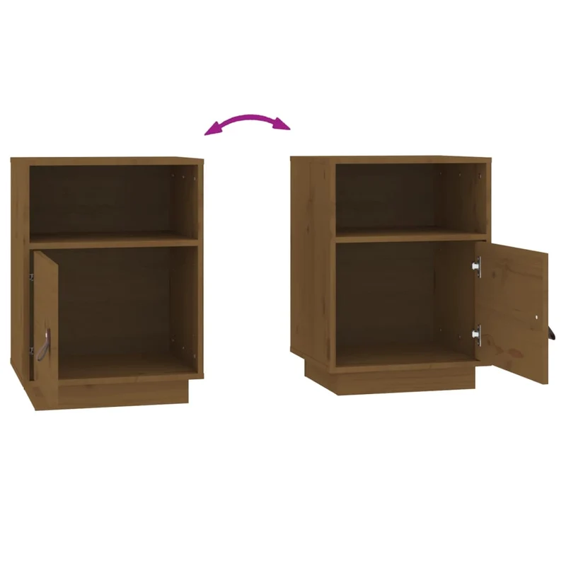 Table de chevet avec compartiment avec porte et ouvert 40 x 34 x 55 cm bois de pin marron miel DEC034133