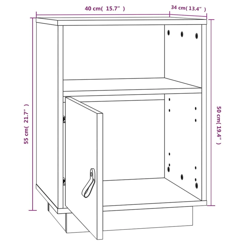 Table de chevet avec compartiment avec porte et ouvert 40 x 34 x 55 cm bois de pin marron miel DEC034133