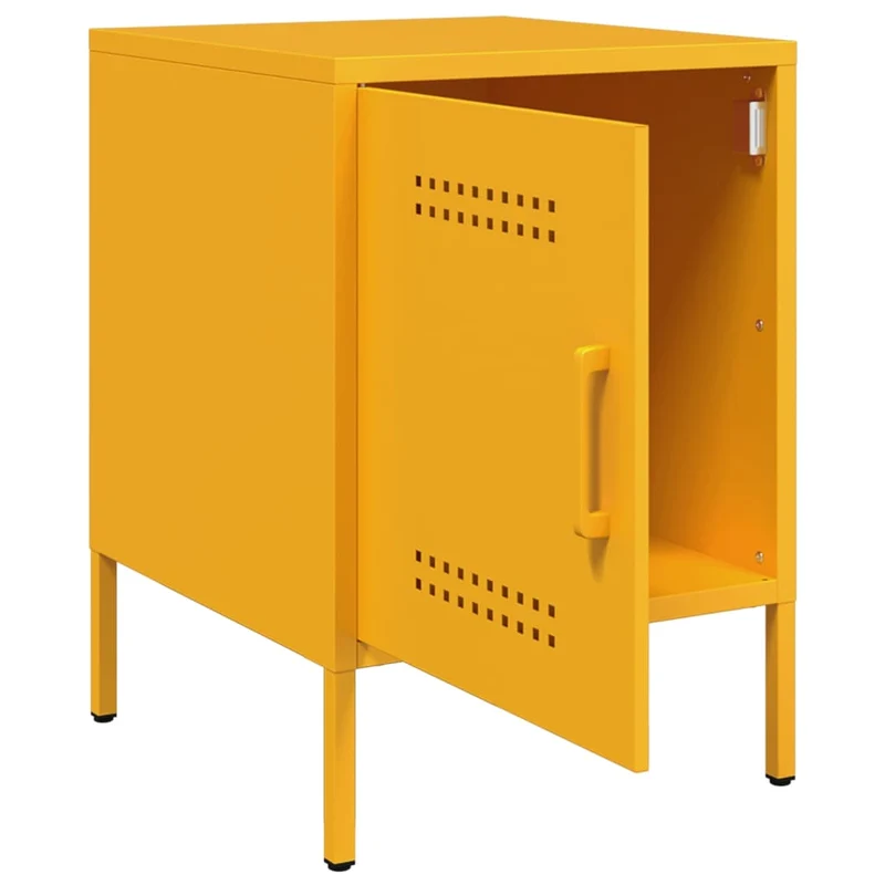 Table de chevet avec compartiment avec porte 36 x 39 x 50,5 cm acier jaune DEC034092