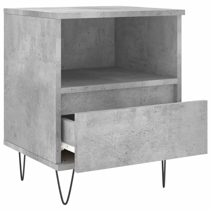 Table de chevet avec tiroir et compartiment ouvert 40 x 35 x 50 cm bois d’ingénierie gris DEC033998