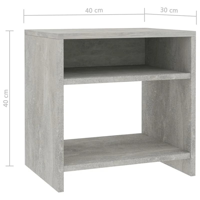 Table de chevet avec compartiment ouvert et étagère 40 x 30 x 40 cm bois d'ingénierie gris DEC033976