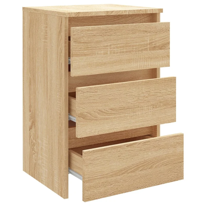 Table de chevet avec 3 tiroirs 40 x 35 x 62,5 cm bois d'ingénierie couleur chêne DEC033844