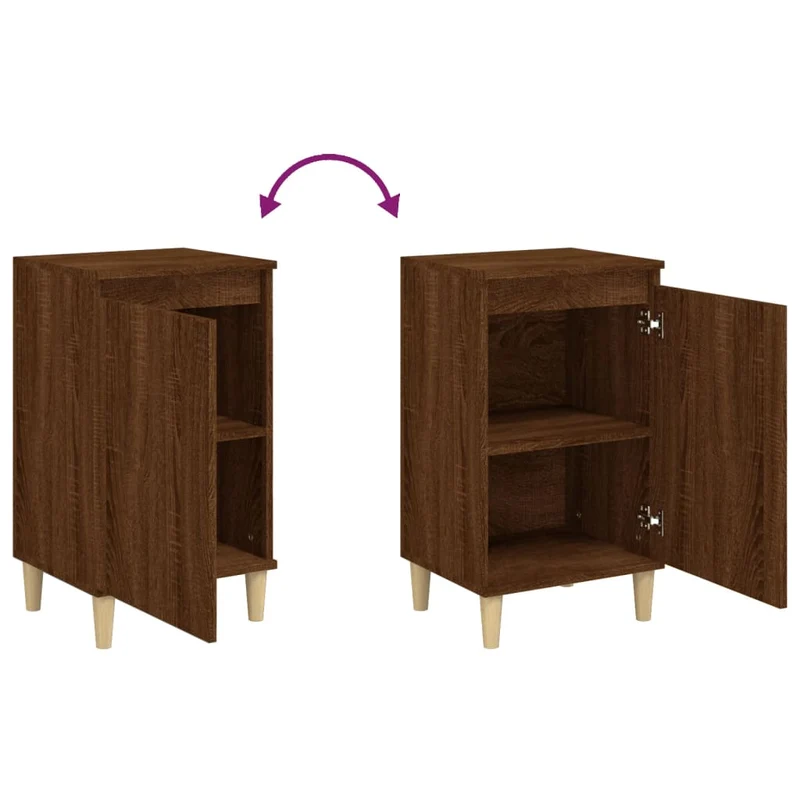 Table de chevet avec compartiment avec porte 40 x 35 x 70 cm bois d'ingénierie marron DEC033735