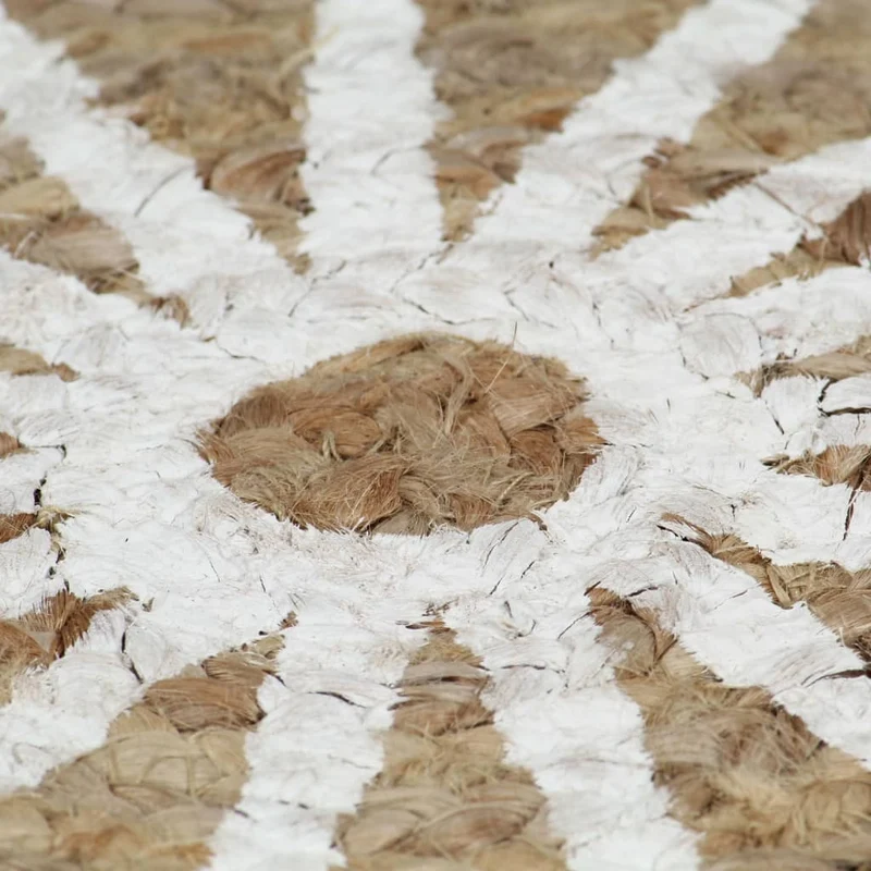Tapis fait à la main Jute avec imprimé blanc 120 cm DEC023491
