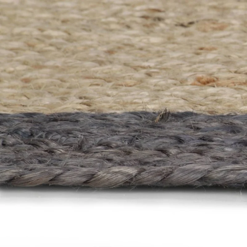 Tapis fait à la main Jute avec bord gris foncé 150 cm DEC023474