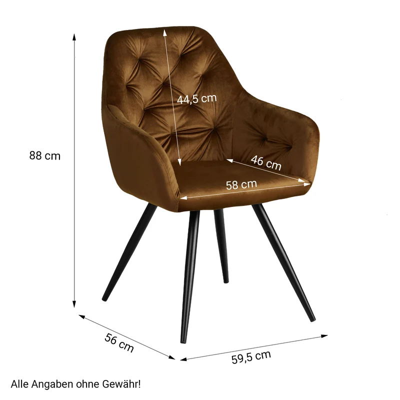 Lot de 6 chaises de salle à manger salon avec revêtement en velours confortable en marron CDS06305