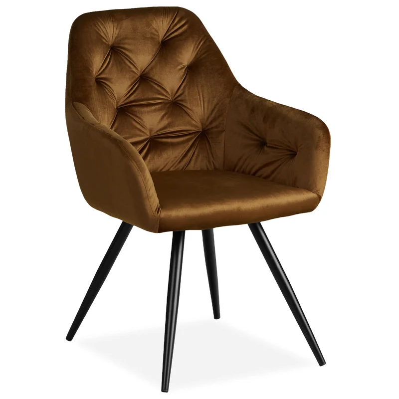 Lot de 4 chaises de salle à manger salon avec revêtement en velours confortable en marron CDS06205