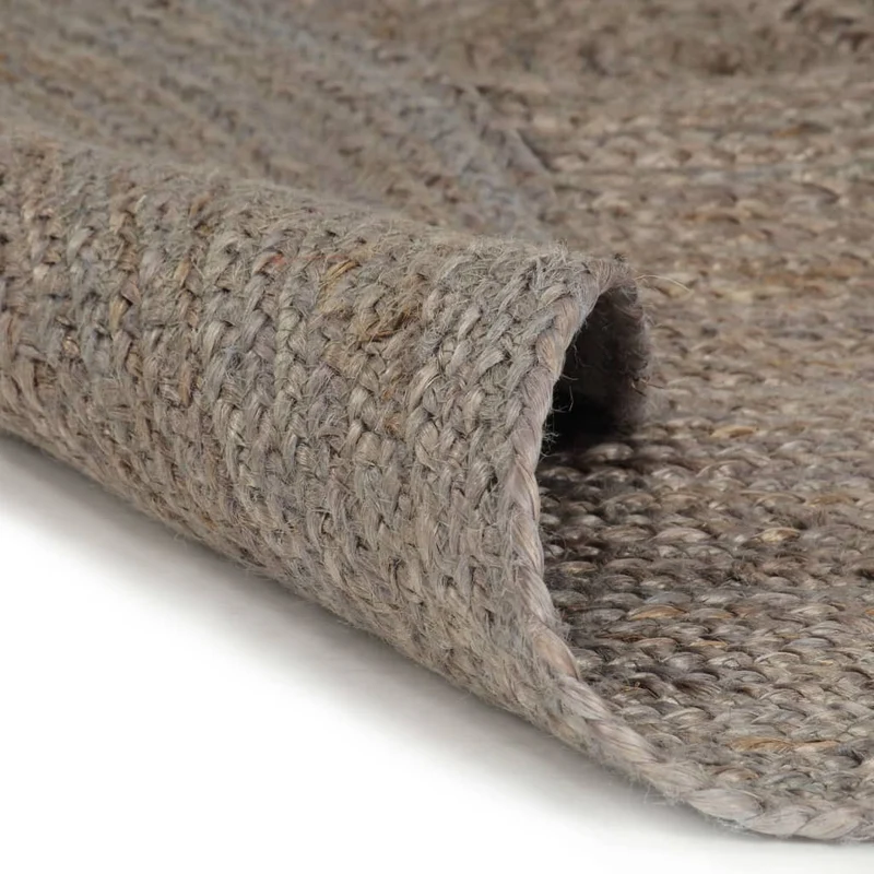 Tapis fait à la main Jute Rond 150 cm Gris DEC023459