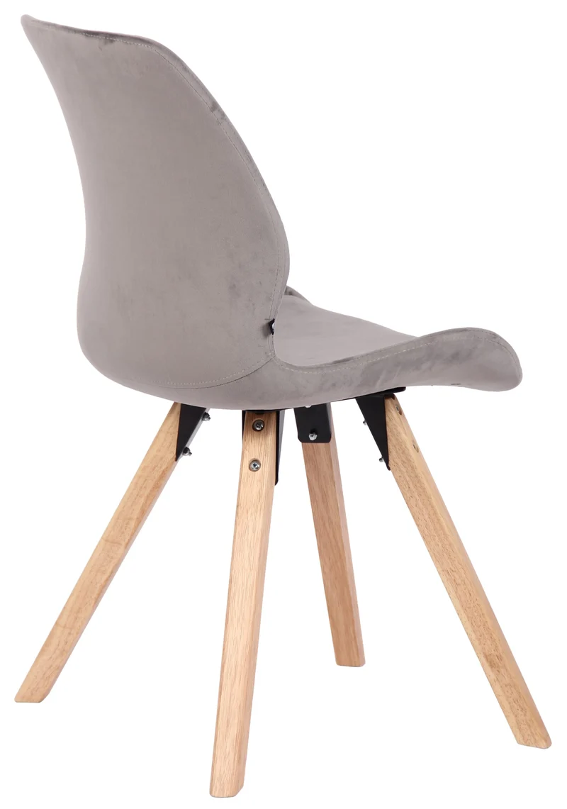 Lot de 2 chaises de salle à manger en velours gris style scandinave pieds bois CDS101126