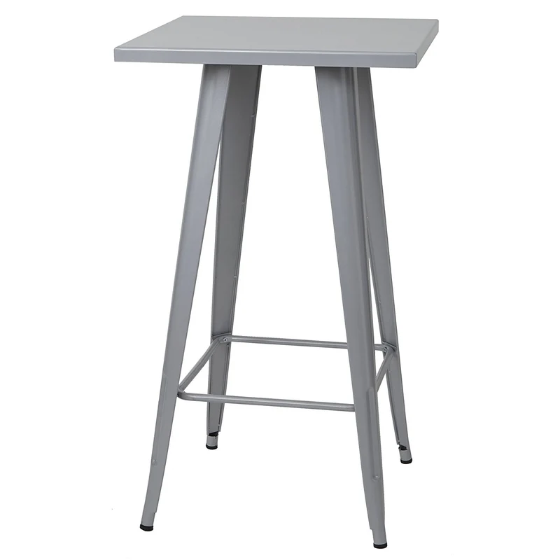 Ensemble table haute avec 2 tabourets de bar en métal gris style industriel TAB04010