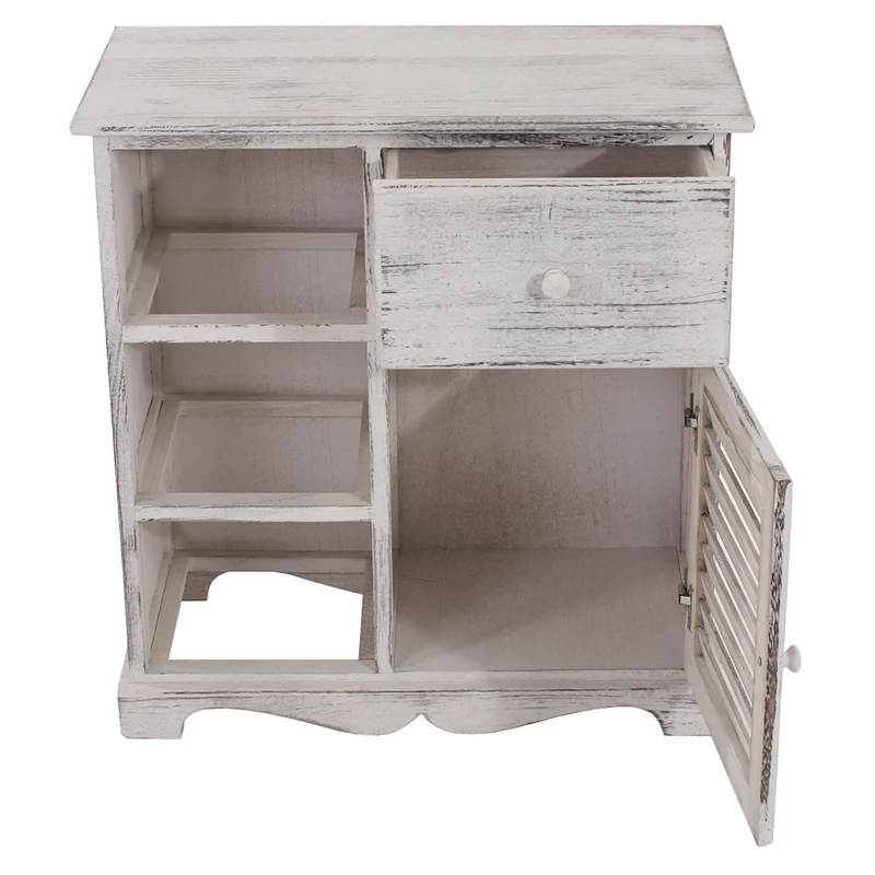 Commode avec 3 paniers 63x60x30cm style vintage blanc 04_0002474